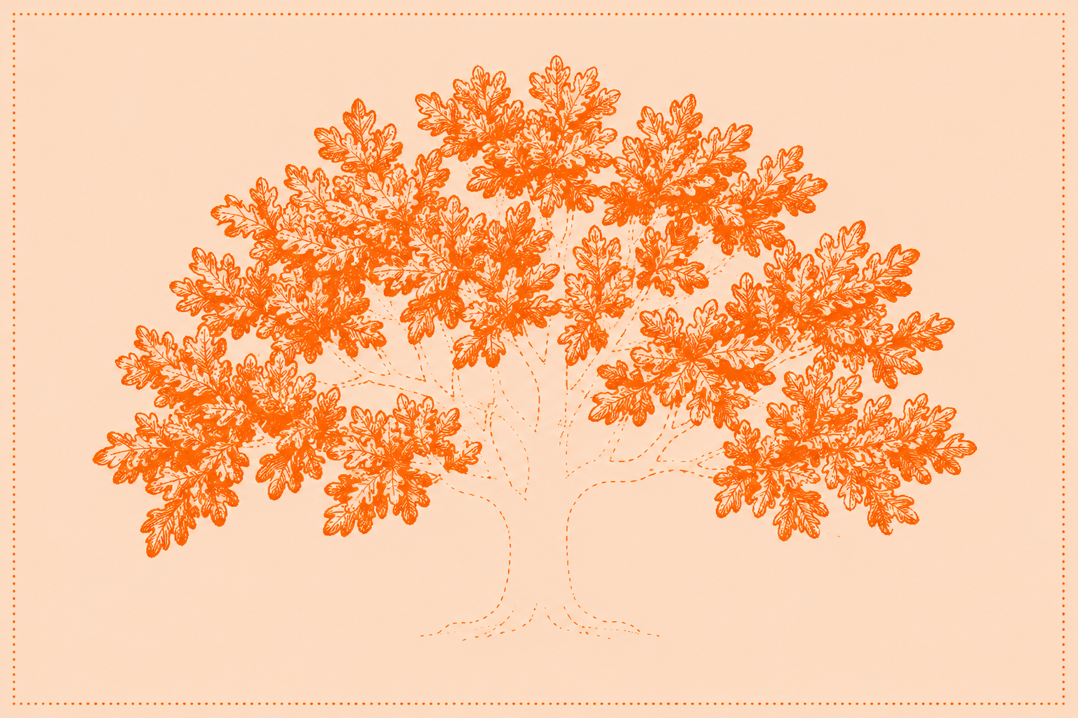 A tree with dense, fully-rendered foliage on the left half and dotted, outline-only branches on the right. The solid half represents the decisions and reasoning that were recorded. The ghost half represents the path that was taken but never written down - the corridor conversations, the rejected options, the context an AI agent cannot access.