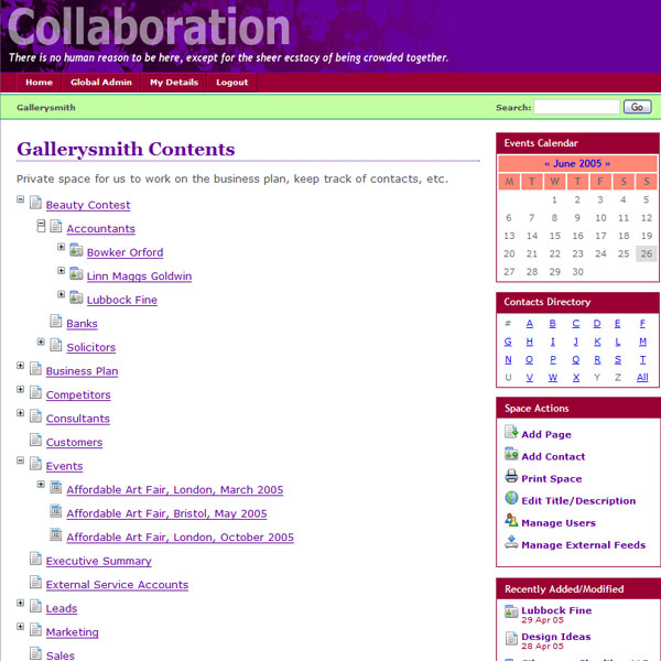 Hierarchical organisation of content